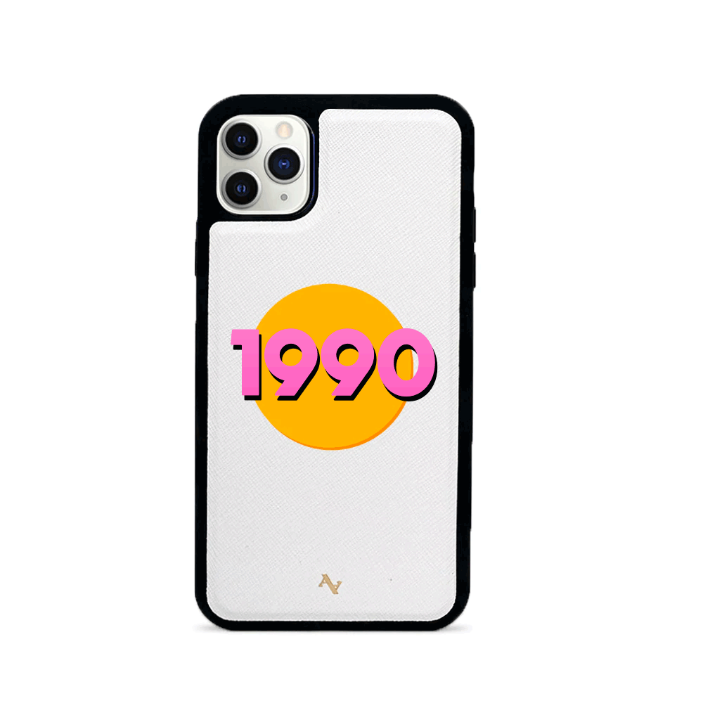 90s - White IPhone 11 Pro Max Leather Case