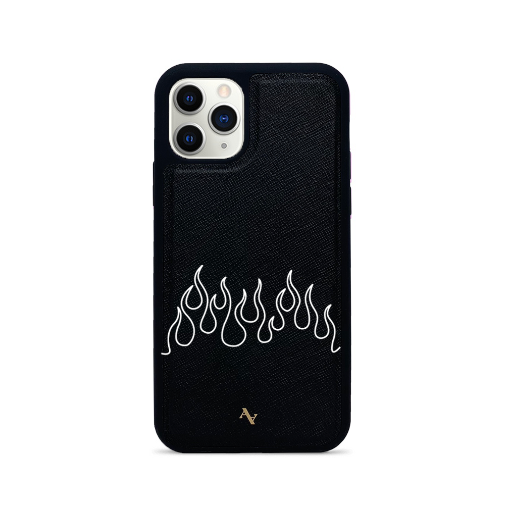 Flames - Black IPhone 11 Pro Leather Case