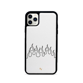 Flames - White IPhone 11 Pro Max Leather Case
