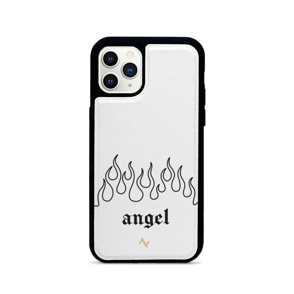 Flames - White IPhone 11 Pro Leather Case