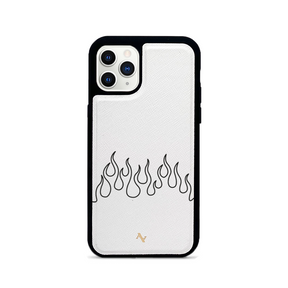 Flames - White IPhone 11 Pro Leather Case