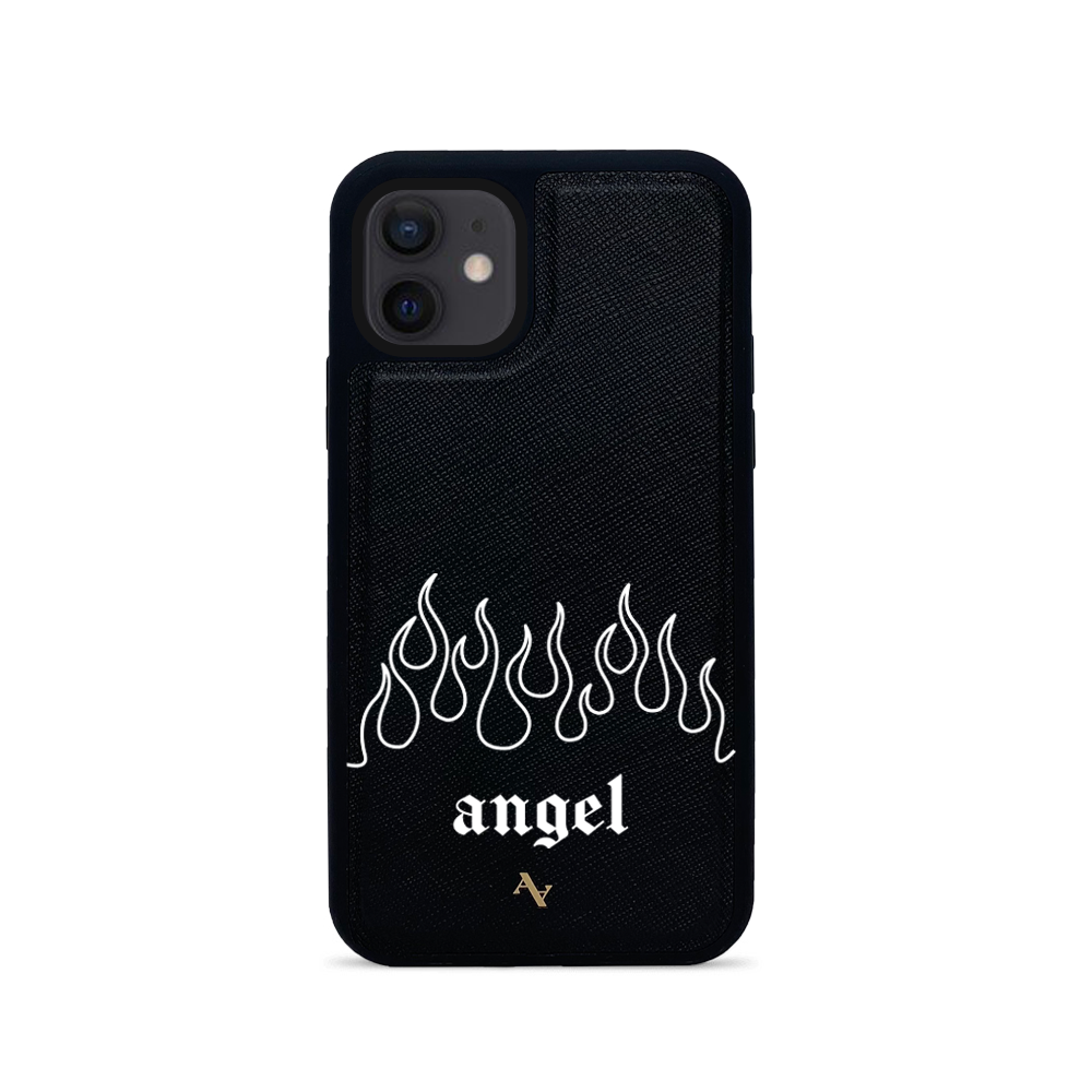Flames - Black IPhone 12 Mini Leather Case
