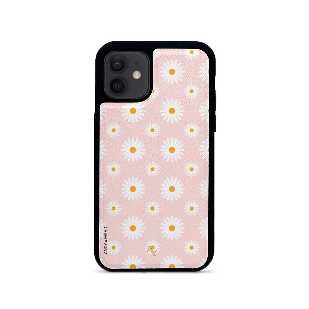 ANDY X MAAD - Pink Daisies White IPhone 12 Mini Leather Case