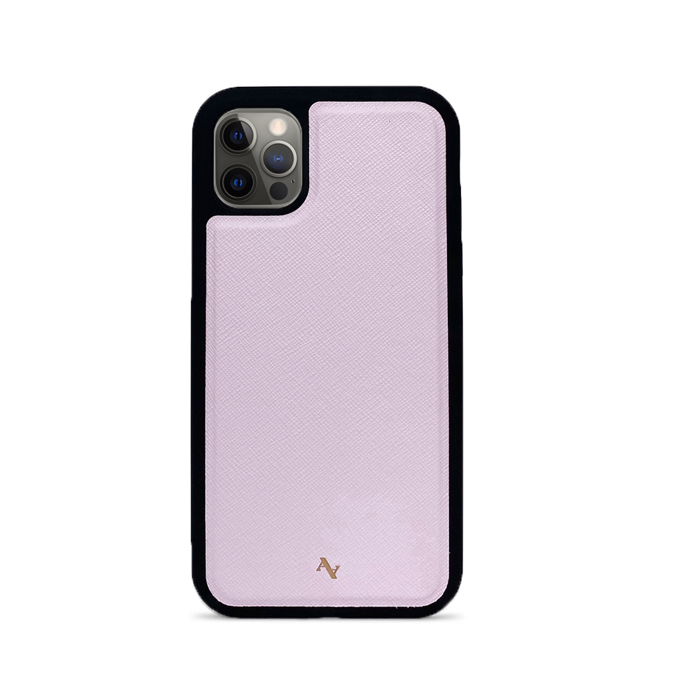 Light Pink Leather IPhone 12 Pro Case - MAAD Collective - Saffiano IPhone Personalized Case