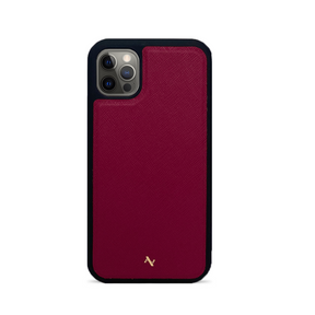 Red Leather IPhone 12 Pro Case - MAAD Collective - Saffiano IPhone Personalized Case