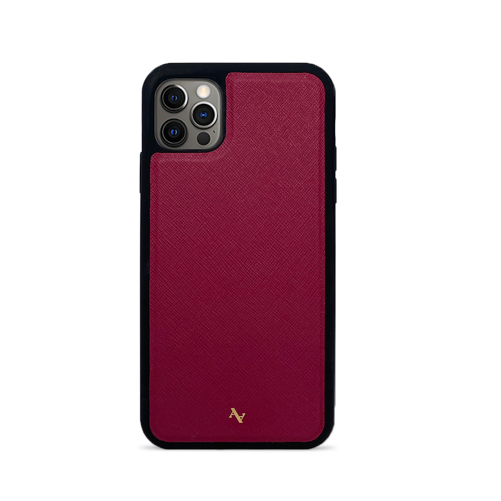 iPhone 12 Pro Max Leather Designer Phone Case-Red