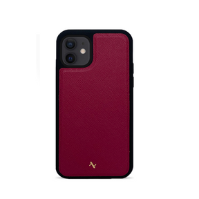 Red Leather IPhone 12 mini Case - MAAD Collective - Saffiano IPhone Custom Case
