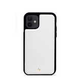 White Leather IPhone 12 Mini Case - MAAD Collective - Saffiano IPhone Case