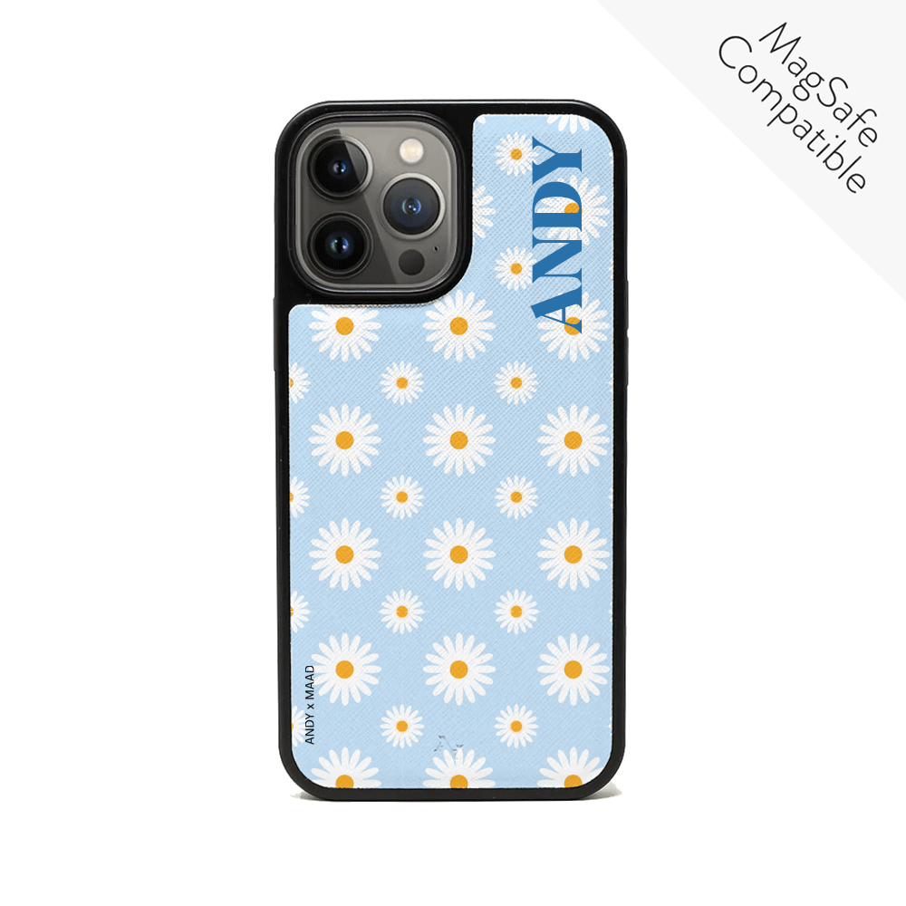 Andy x MAAD - Blue Daisies IPhone 13 Pro Max Leather Case
