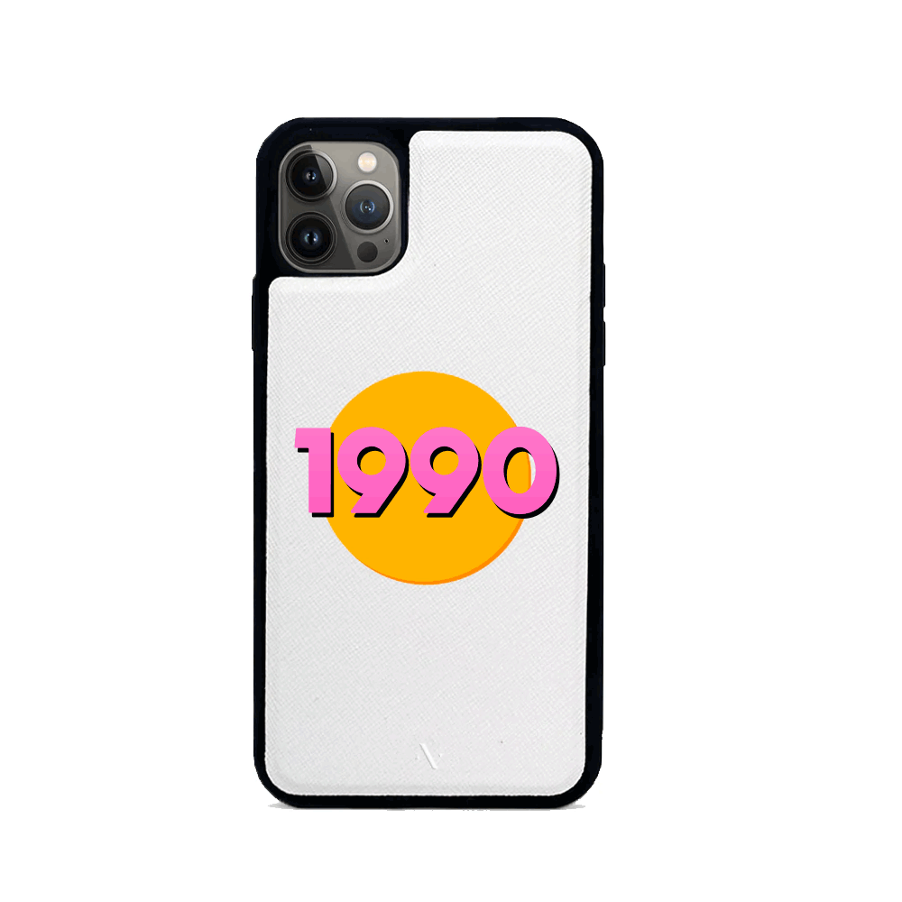 90s - White IPhone 13 Pro Max Leather Case