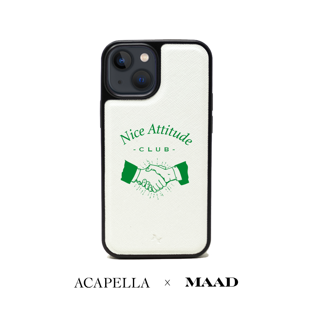 Acapella x MAAD Nice Club -  White IPhone 13 Mini Leather Case