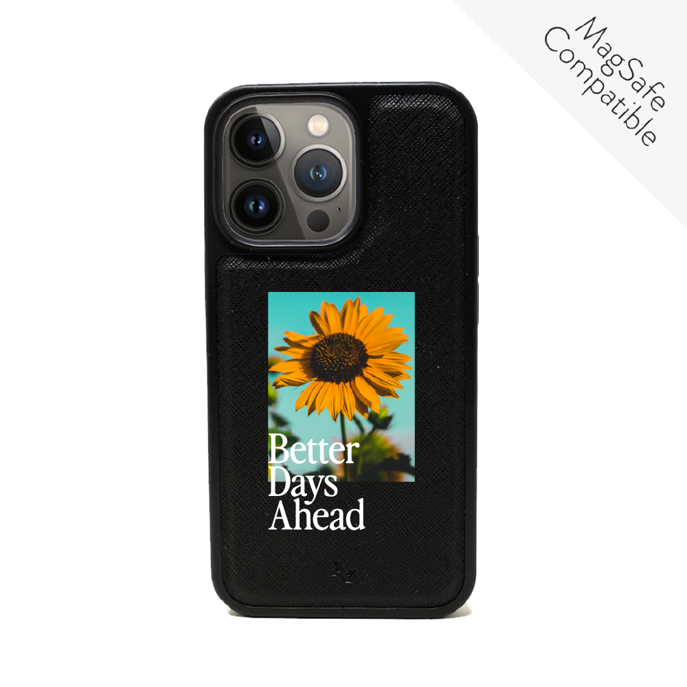 Acapella x MAAD Sunflower - Black IPhone 14 Pro Leather Case