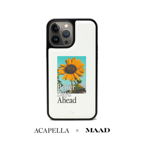Acapella x MAAD Sunflower -  White IPhone 14 Pro Max Leather Case