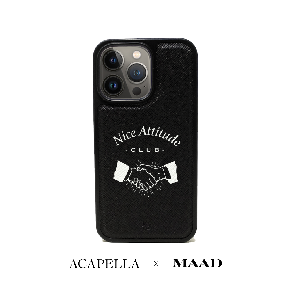 Acapella x MAAD Nice Club - Black IPhone 13 Pro Leather Case