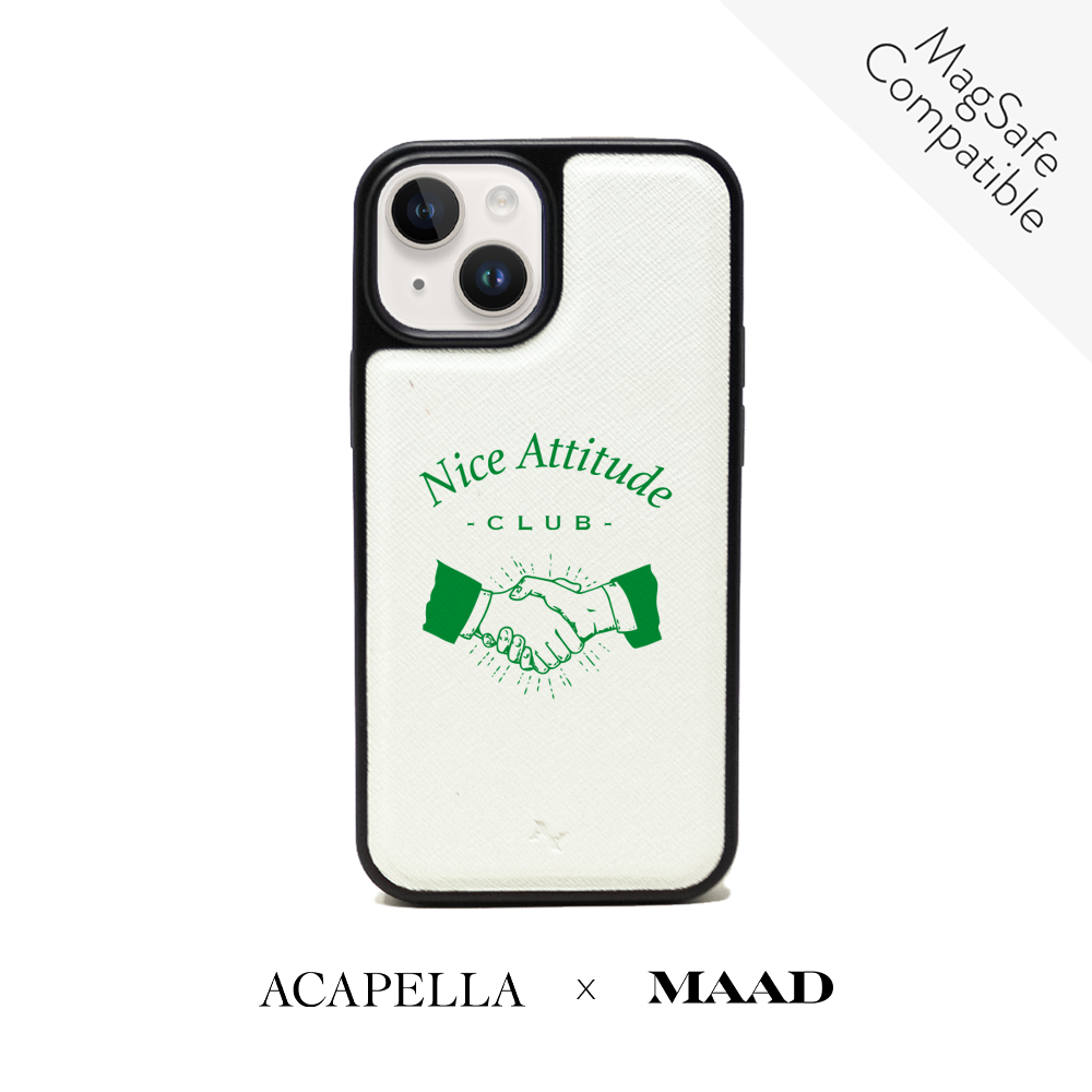 Acapella x MAAD Nice Club -  White IPhone 14 Leather Case