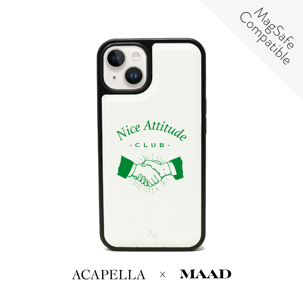 Acapella x MAAD Nice Club -  White IPhone 14 Plus Leather Case
