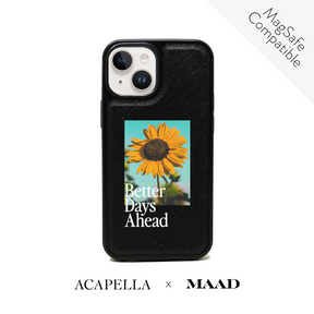 Acapella x MAAD Sunflower - Black IPhone 14 Leather Case