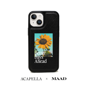 Acapella x MAAD Sunflower - Black IPhone 14 Leather Case