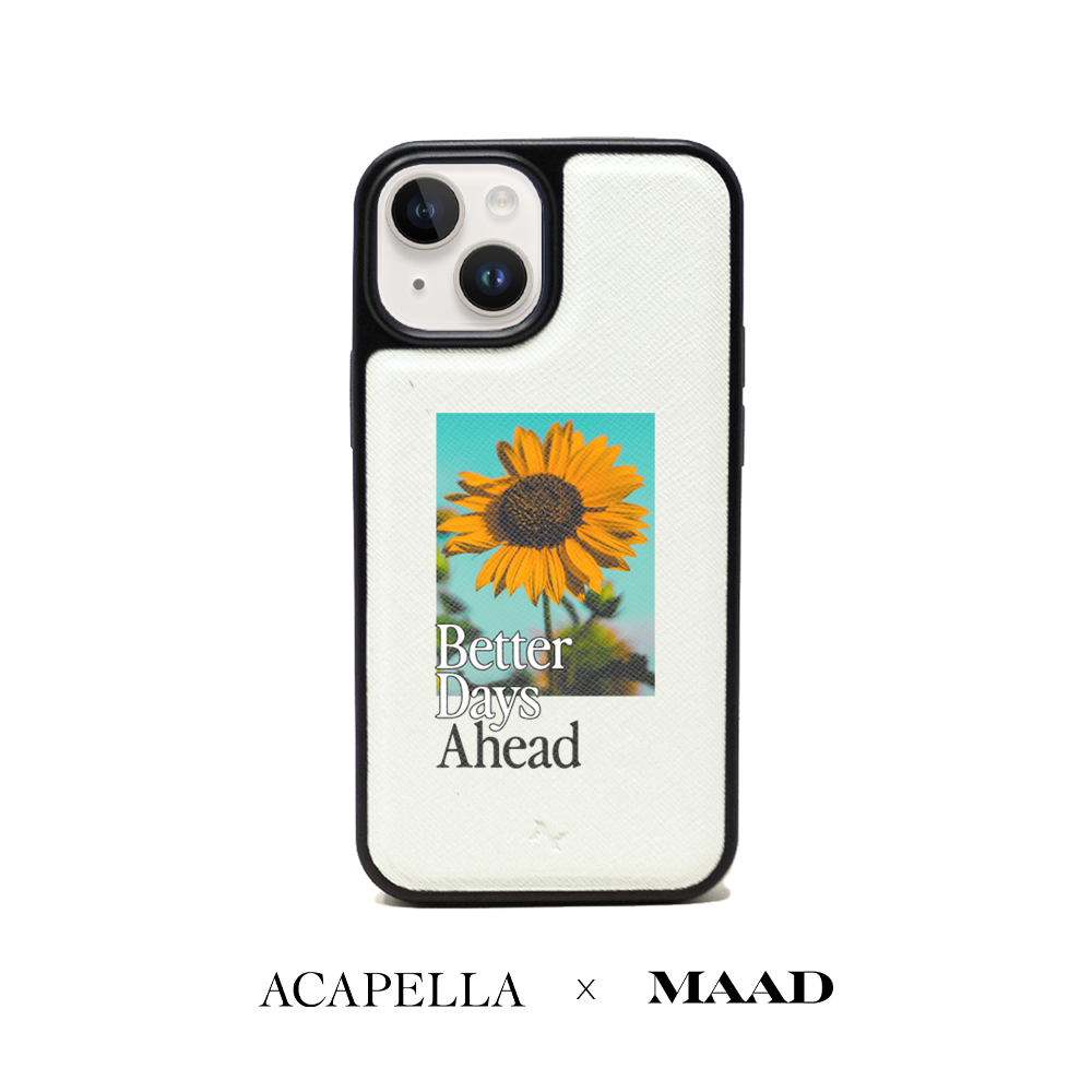 Acapella x MAAD Sunflower -  White IPhone 14 Leather Case