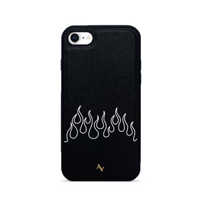 Flames - Black IPhone 7/8/SE Leather Case