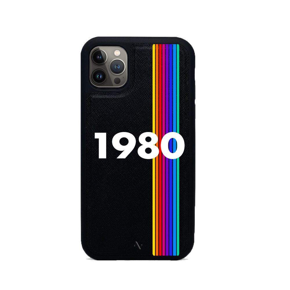 80s - Black IPhone 14 Pro Max Leather Case