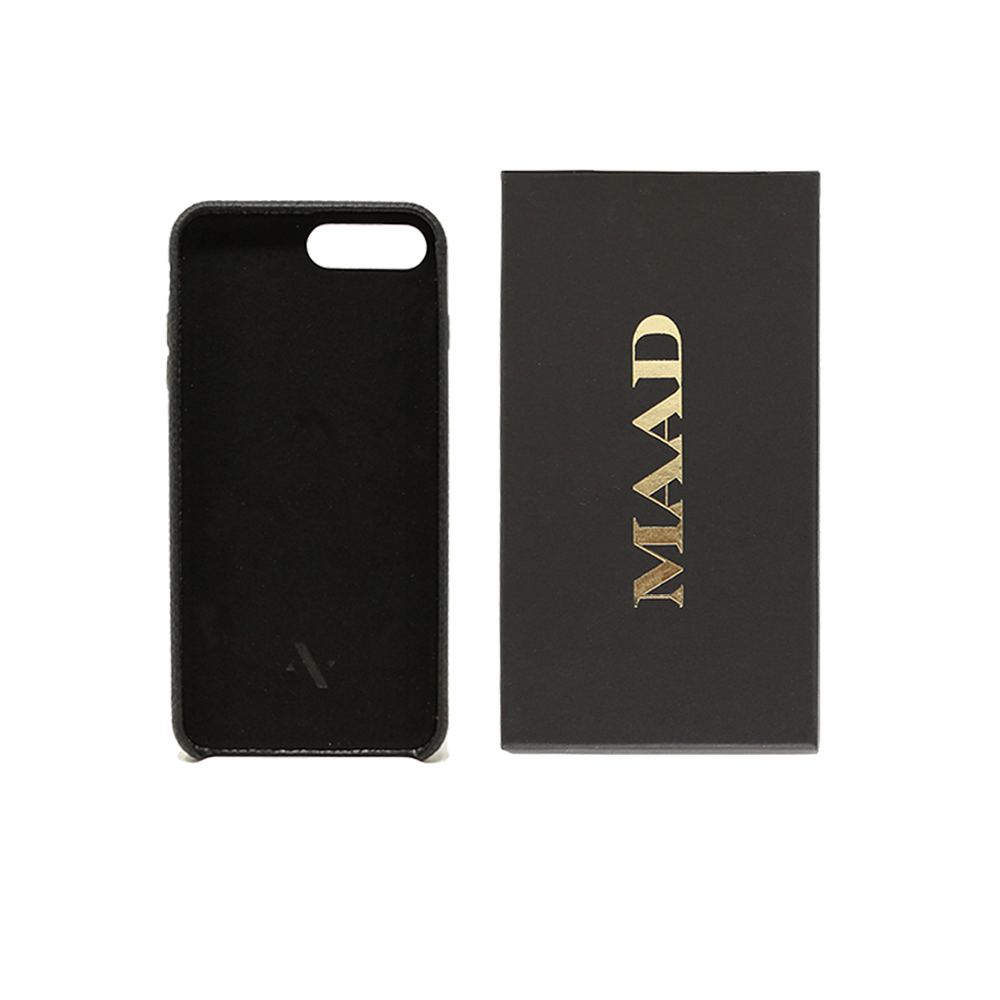 Pebble - Black IPhone 7/8 Plus Case - MAAD Collective - Saffiano IPhone Personalized Case 