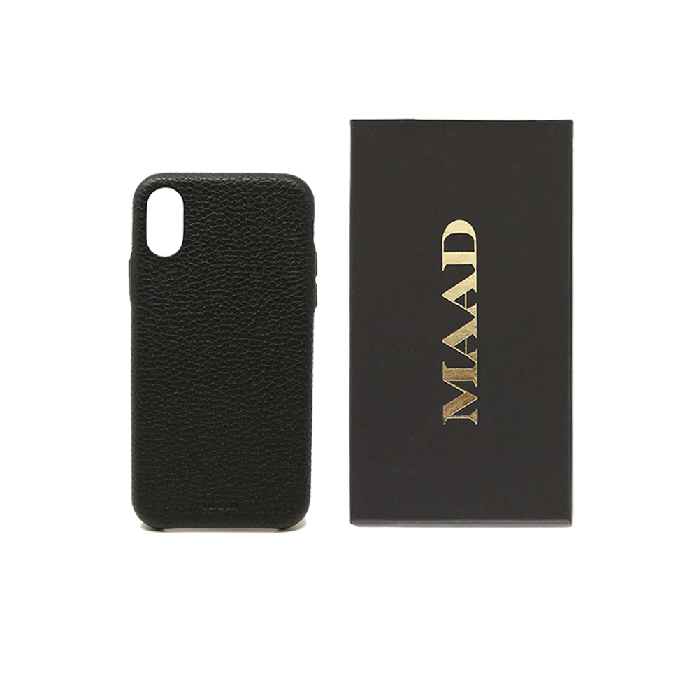 Pebble - Black IPhone X/XS Case - MAAD Collective - Saffiano IPhone Personalized Case 