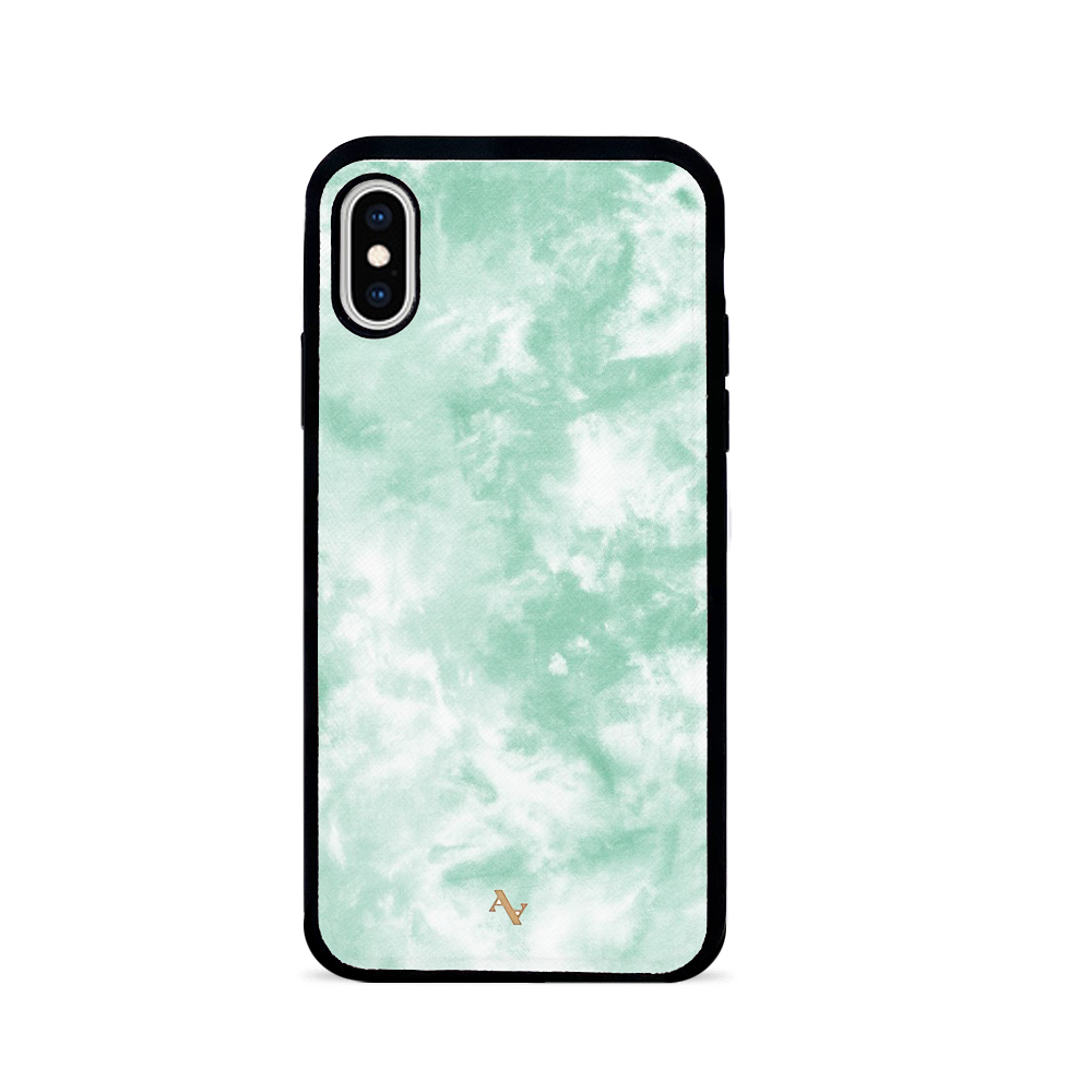 Tie Dye Green Fever - IPhone X/XS Leather Case
