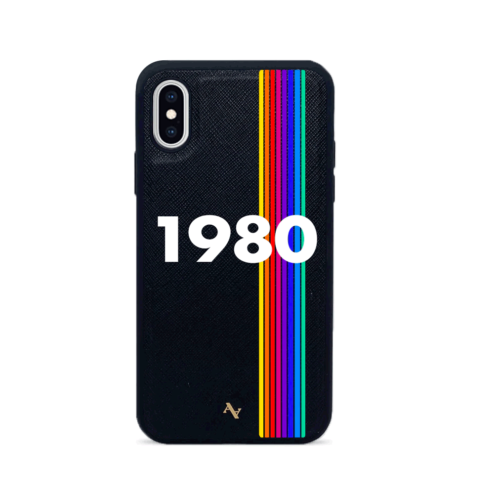 80s - Black IPhone X/XS Leather Case