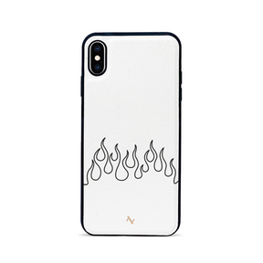 Flames - White IPhone XS MAX Leather Case