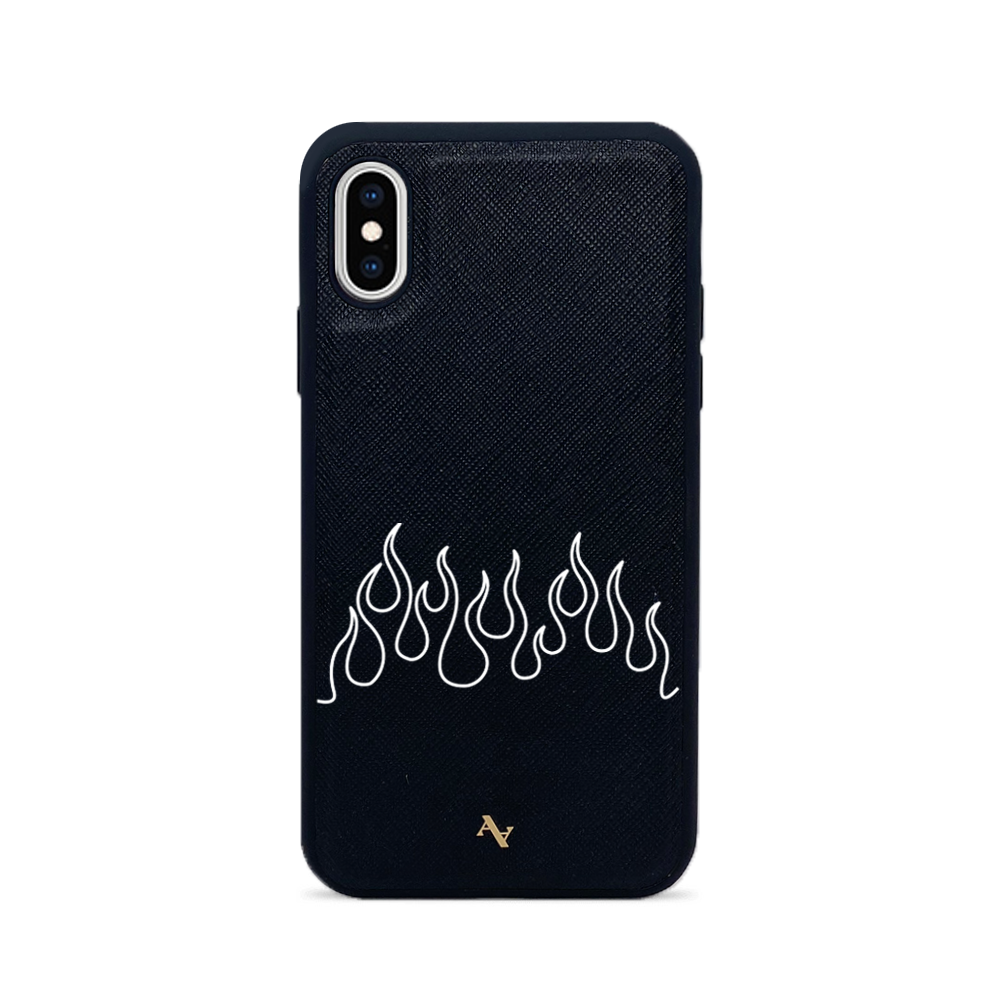 Flames - Black IPhone X/XS Leather Case