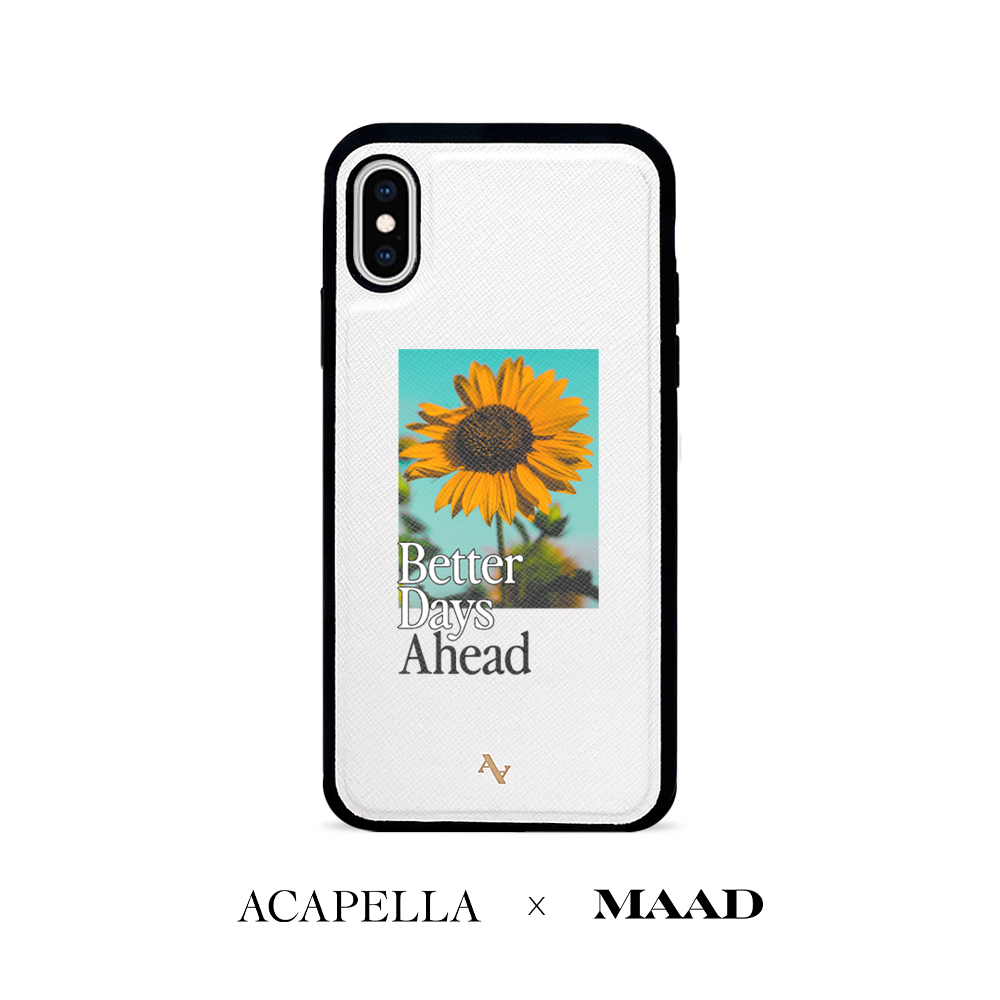 Acapella x MAAD Sunflower -  White IPhone X/XS Leather Case