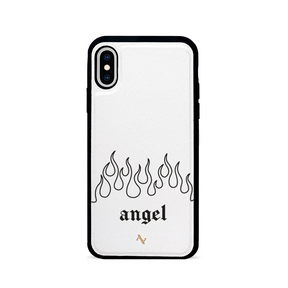 Flames - White IPhone X/XS Leather Case
