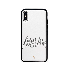 Flames - White IPhone X/XS Leather Case